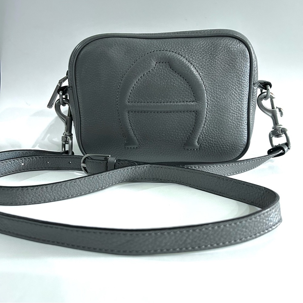 Etienne Aigner Gray Pebble Leather Crossbody Bag - Picture 8 of 11